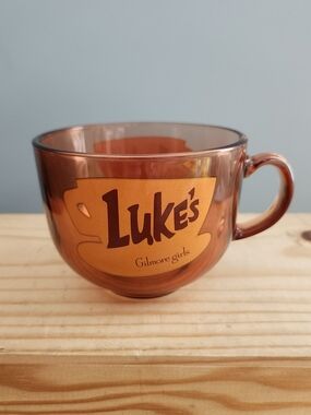 Gilmore Girls Double Sided Luke's Diner Amber Glass Coffee Mug NWOT